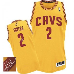 Jersey or de NBA Kyrie Irving authentiques hommes - Adidas Cleveland Cavaliers & 2 Alternate autographié