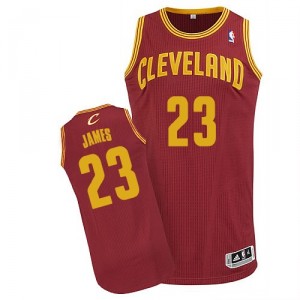 Maillot rouge vin de NBA LeBron James authentiques hommes - Adidas Cleveland Cavaliers & route 23