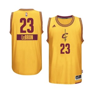 Le dernier Cleveland Cavaliers 23 LeBron James Adidas or 2014-15 le jour de Noël Swingman remplaçant maillot