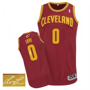 NBA Kevin Love maillot rouge vin masculine authentique - Adidas Cleveland Cavaliers 0  route autographié