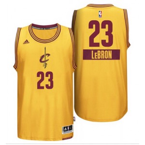 Cleveland Cavaliers 23 Lebron James 2014 le jour de Noël grand Logo Swingman maillot jaune