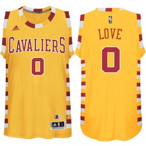 Cleveland Cavaliers 0 Kevin Love bois classique Throwback maillots or