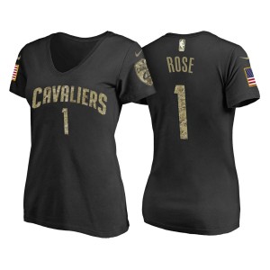 Femmes Derrick Rose Cleveland Cavaliers & 1 USA Flag Camo nom & Number t-shirt