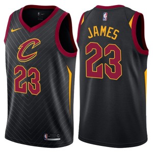 Hommes 2017-18 saison Lebron James Cleveland Cavaliers &23 dÃ©claration Noir Swing maillots