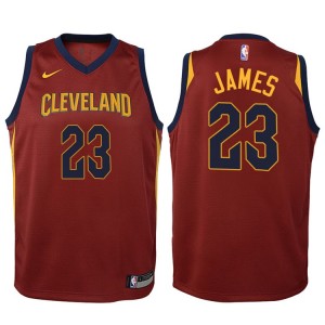 Enfants 2017-18 saison Lebron James Cleveland Cavaliers &23 icône marron Swinger maillots