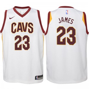 Enfants 2017-18 saison Lebron James Cleveland Cavaliers &23 Association Blanc Échangiste maillots