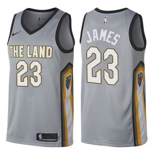 Hommes 2017-18 saison Lebron James Cleveland Cavaliers &23 City Edition Gris Swingers maillots