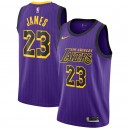 Hommes Los Angeles Lakers LeBron James Nike Violet 2018/19 Échangiste Maillot-Ville Édition