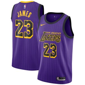 Hommes Los Angeles Lakers LeBron James Nike Violet 2018/19 Échangiste Maillot-Ville Édition