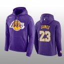Hommes Los Angeles Lakers Club Team Logo Pull violet Capuche &23 LeBron James