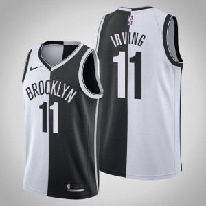 Hommes Brooklyn Nets Kyrie Irving Blanc Noir Split Maillot