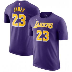 T-Chemise de performance Nike LeBron James Los Angeles Lakers pourpre pour joueur et nom